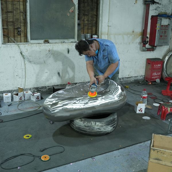 Customized metal light and shadow flowing sculptures Stainless steel series art installations - Image 2