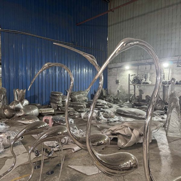 Stainless Steel Flamingo Sculpture - Image 2