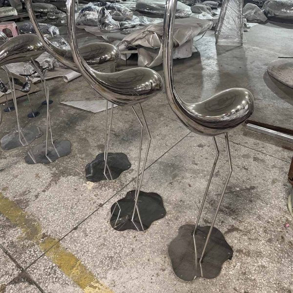 Stainless Steel Flamingo Sculpture - Image 3