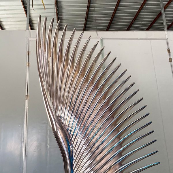 Wings of Liberty Stainless Steel Metal Sculpture Modern Artwork Symbolizing Freedom and Power - Image 3