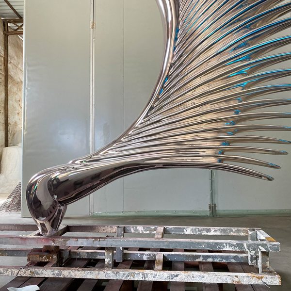 Wings of Liberty Stainless Steel Metal Sculpture Modern Artwork Symbolizing Freedom and Power - Image 2