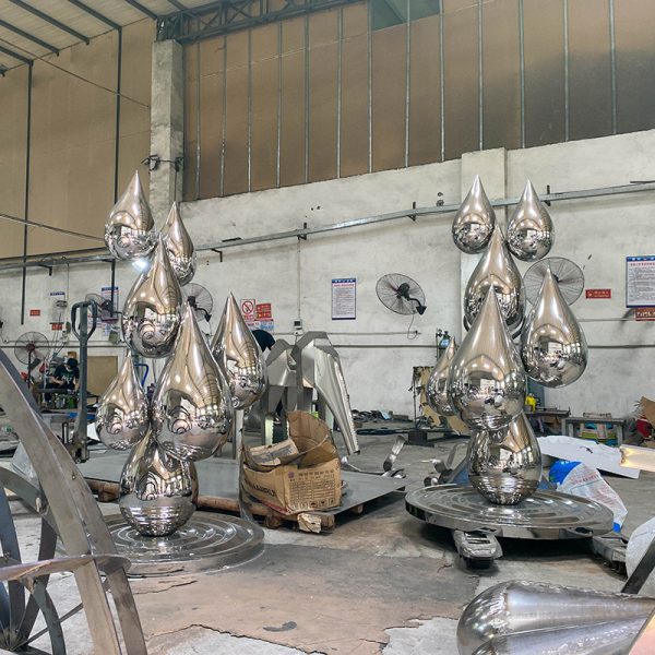 Light Drop Stainless Steel Sculpture Modern Outdoor Art Decoration - Image 4