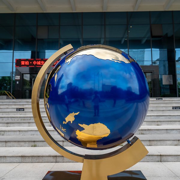 Stainless Steel Globe Sculpture - Image 2