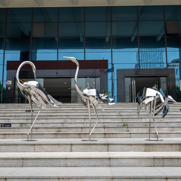 Modern Stainless Steel Ostrich Art Sculpture