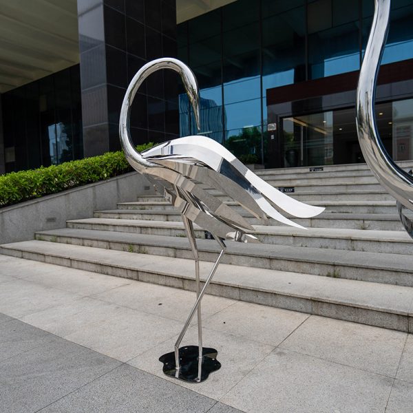 Modern Stainless Steel Ostrich Art Sculpture - Image 2