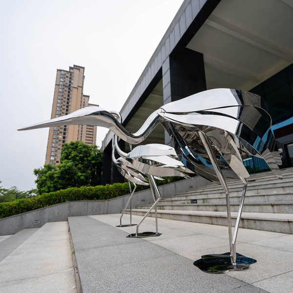Modern Stainless Steel Ostrich Art Sculpture - Image 3