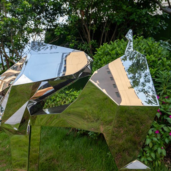 Sculpture Factory Modern Stainless Steel Geometric Deer Sculpture - Image 3