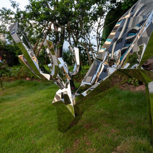 Sculpture Factory Modern Stainless Steel Geometric Deer Sculpture - Image 2
