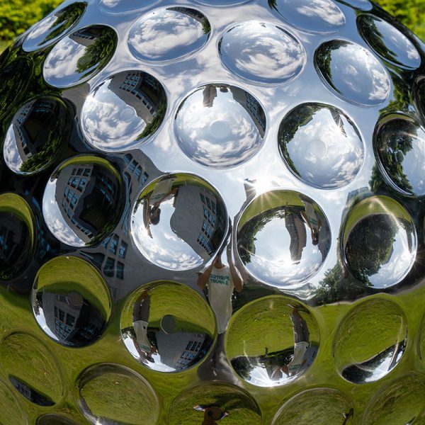 Modern Stainless Steel Mirror Golf Sculpture - Image 2