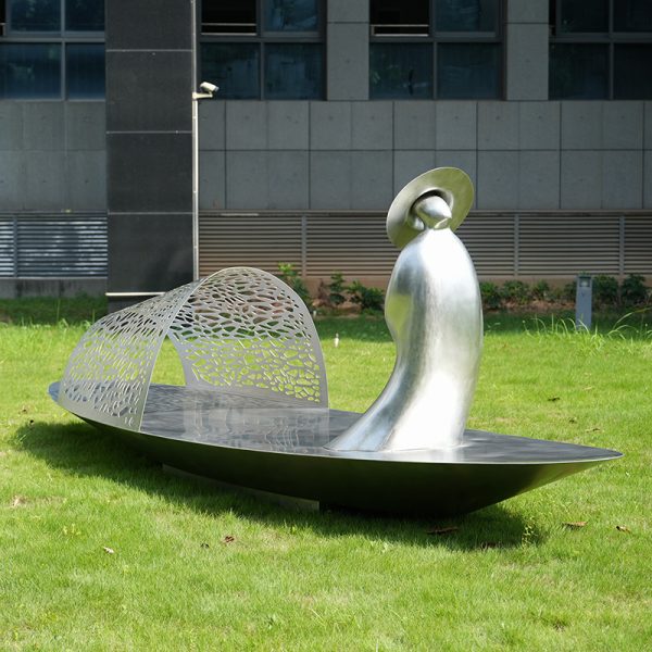 Meditation on the Lake Modern Art Stainless Steel Sculpture