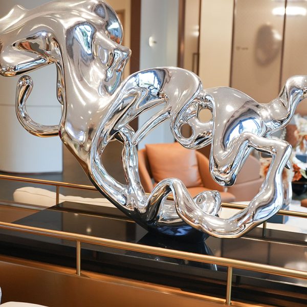 Modern stainless steel flowing rhythm sculpture artwork - Image 2