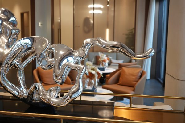 Modern stainless steel flowing rhythm sculpture artwork - Image 3