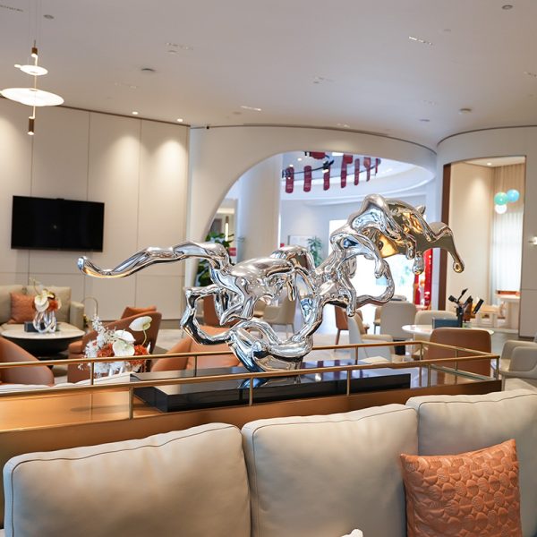 Modern stainless steel flowing rhythm sculpture artwork
