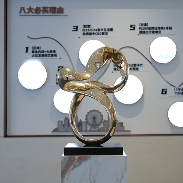 Modern Stainless Steel Infinity Ring Sculpture Artwork