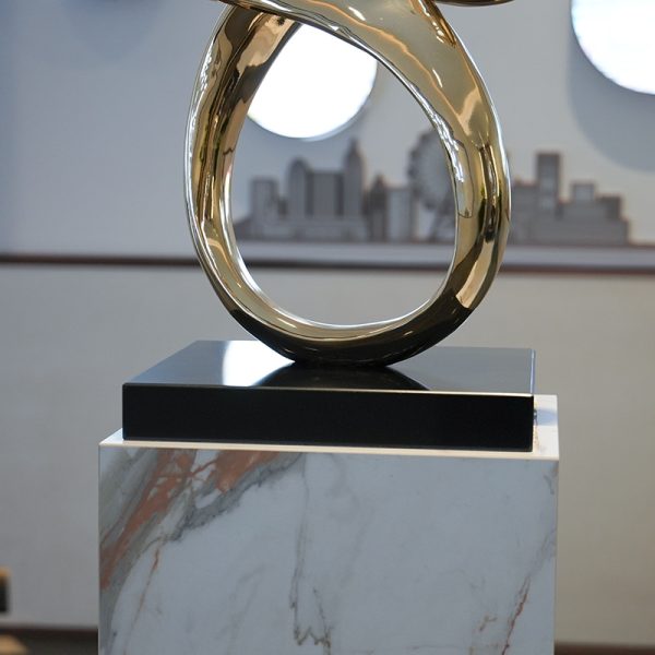 Modern Stainless Steel Infinity Ring Sculpture Artwork - Image 2