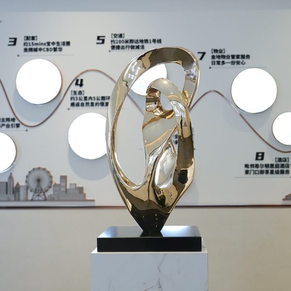 Modern stainless steel harmony ring sculpture artwork