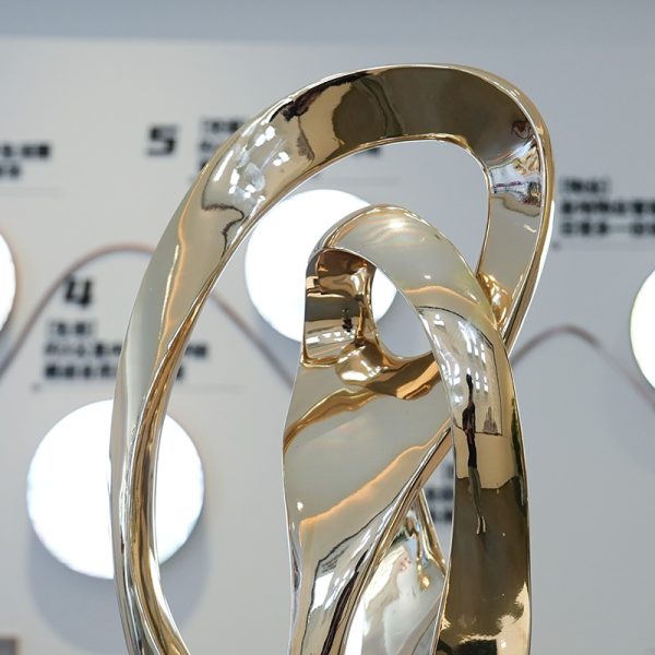Modern stainless steel harmony ring sculpture artwork - Image 3