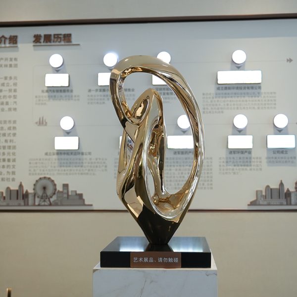 Modern stainless steel harmony ring sculpture artwork - Image 4