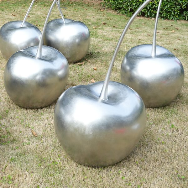Stainless Steel Cherry Sculpture Garden and Outdoor Art Installation - Image 3