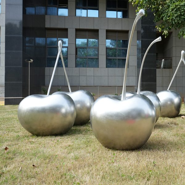 Stainless Steel Cherry Sculpture Garden and Outdoor Art Installation - Image 4