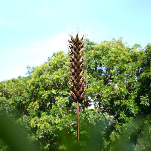 Outdoor stainless steel harvest wheat ear sculpture modern art garden decoration