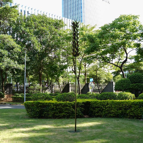 Outdoor stainless steel harvest wheat ear sculpture modern art garden decoration - Image 2