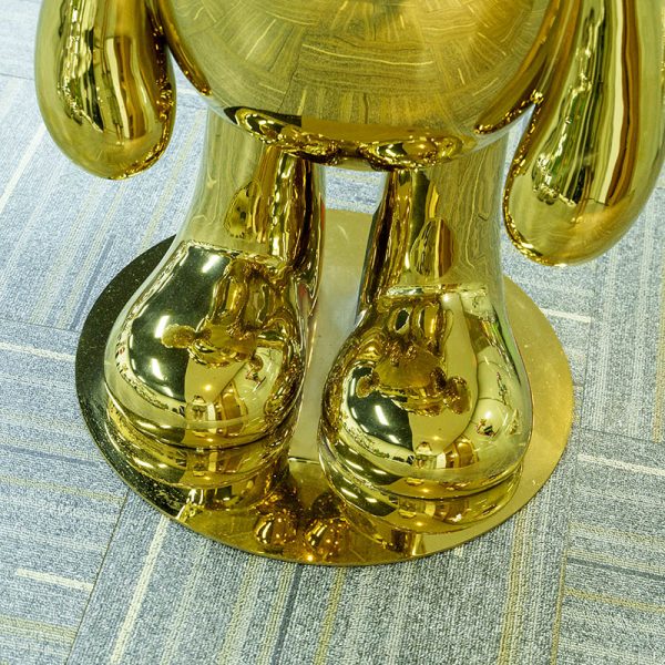 Gold Stainless Steel Teddy Bear Sculpture - Image 2