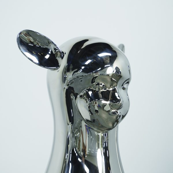 Silver Lamb Sculpture Stainless Steel Modern Art Decorative Ornaments - Image 3