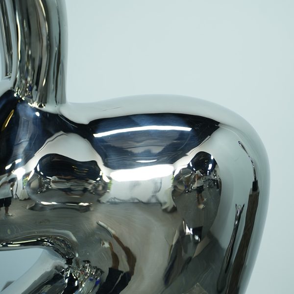 Mirrored Rabbit Abstract Stainless Steel Sculpture Modern Art Animal Decorations - Image 2