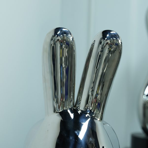 Mirrored Rabbit Abstract Stainless Steel Sculpture Modern Art Animal Decorations - Image 3
