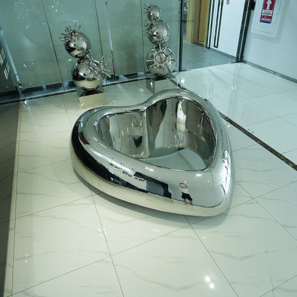 Heart shaped stainless steel decorative pendant Modern art mirror ornaments - Image 4