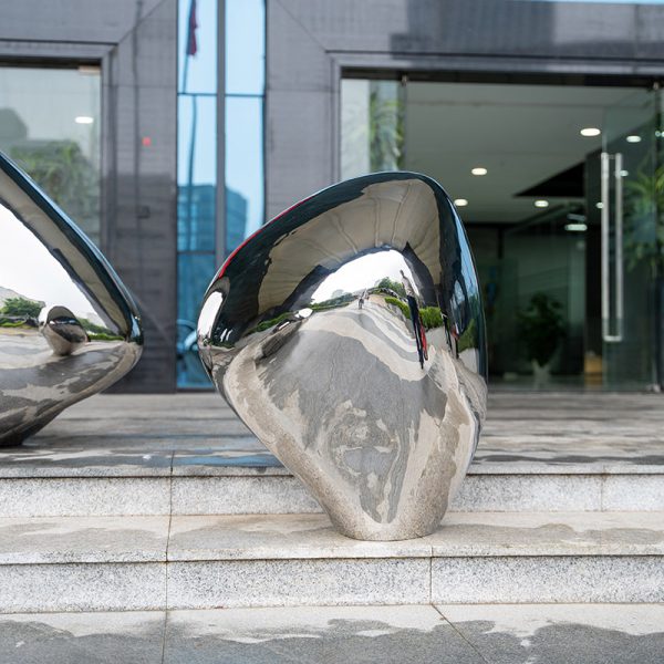 Streamer Stone Modern Art Stainless Steel Stone Outdoor Garden Decoration - Image 4