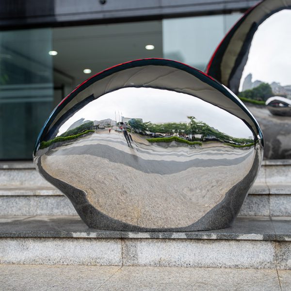 Streamer Stone Modern Art Stainless Steel Stone Outdoor Garden Decoration - Image 3