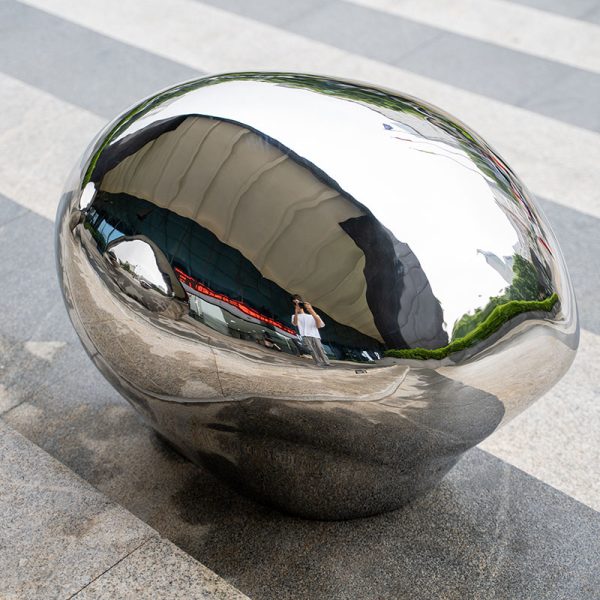 Streamer Stone Modern Art Stainless Steel Stone Outdoor Garden Decoration - Image 2