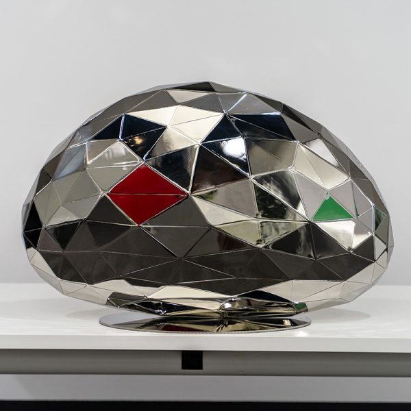 Metal mirror multi-faceted decorative sculpture - Image 4