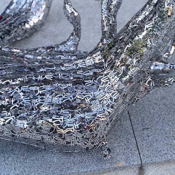 Silver abstract tree branch outdoor stainless steel garden sculpture - Image 2