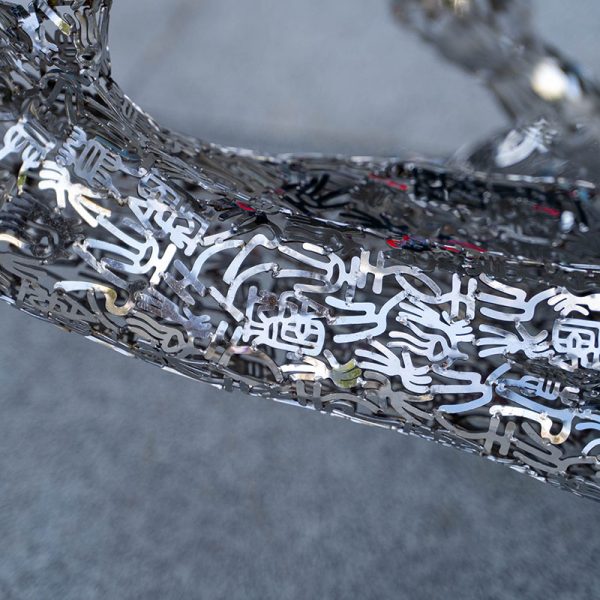 Silver abstract tree branch outdoor stainless steel garden sculpture - Image 3