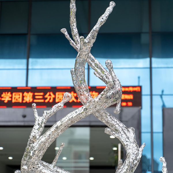 Modern art silver abstract landscape garden sculpture - Image 4