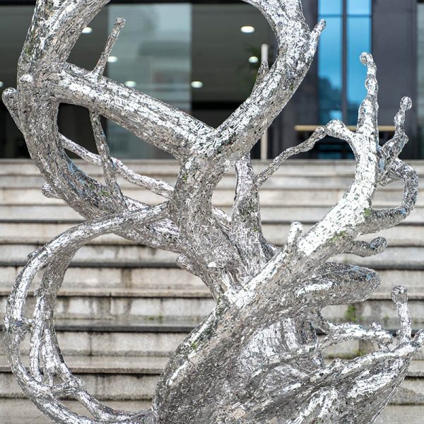 Modern art silver abstract landscape garden sculpture - Image 3