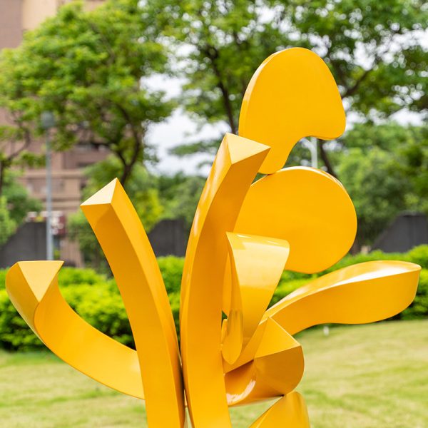 Sunshine Rhythm Yellow stainless steel abstract sculpture Outdoor Garden Landscaping Square Decoration Art Decoration - Image 3