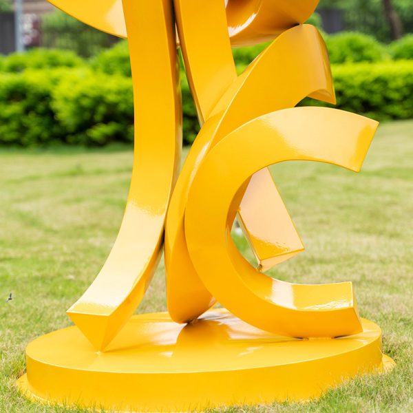 Sunshine Rhythm Yellow stainless steel abstract sculpture Outdoor Garden Landscaping Square Decoration Art Decoration - Image 2