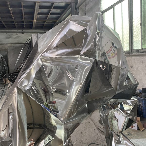 Sculpture Factory Stainless Steel Geometric Bear Sculpture - Image 3