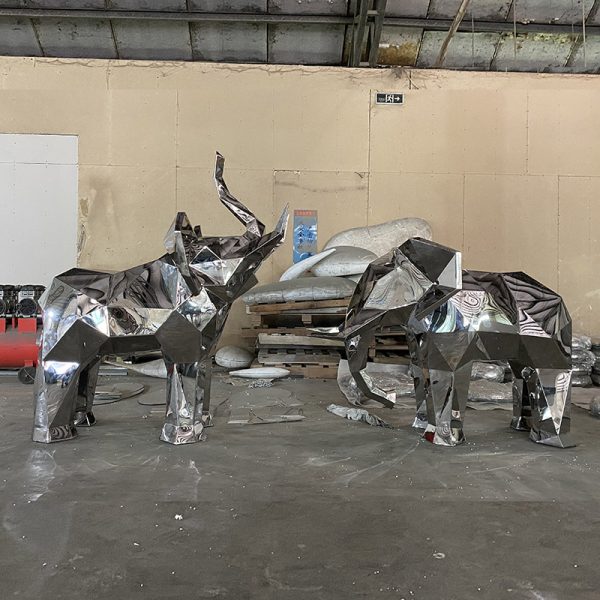 Stainless steel geometric elephant sculpture modern decorative art - Image 4