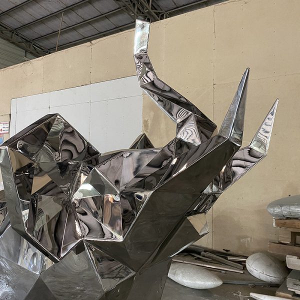 Stainless steel geometric elephant sculpture modern decorative art - Image 2
